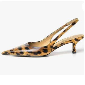 FSJ Leopard Print Slingback Heels